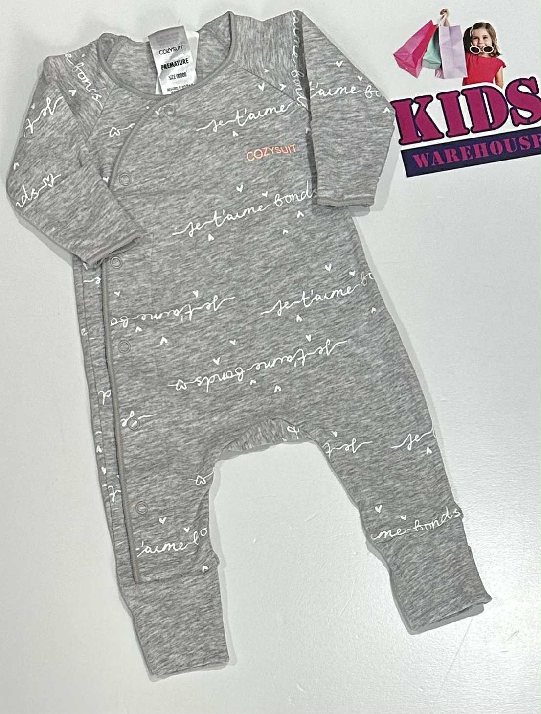 Premmie Bonds Grey Cozysuit Size 00000