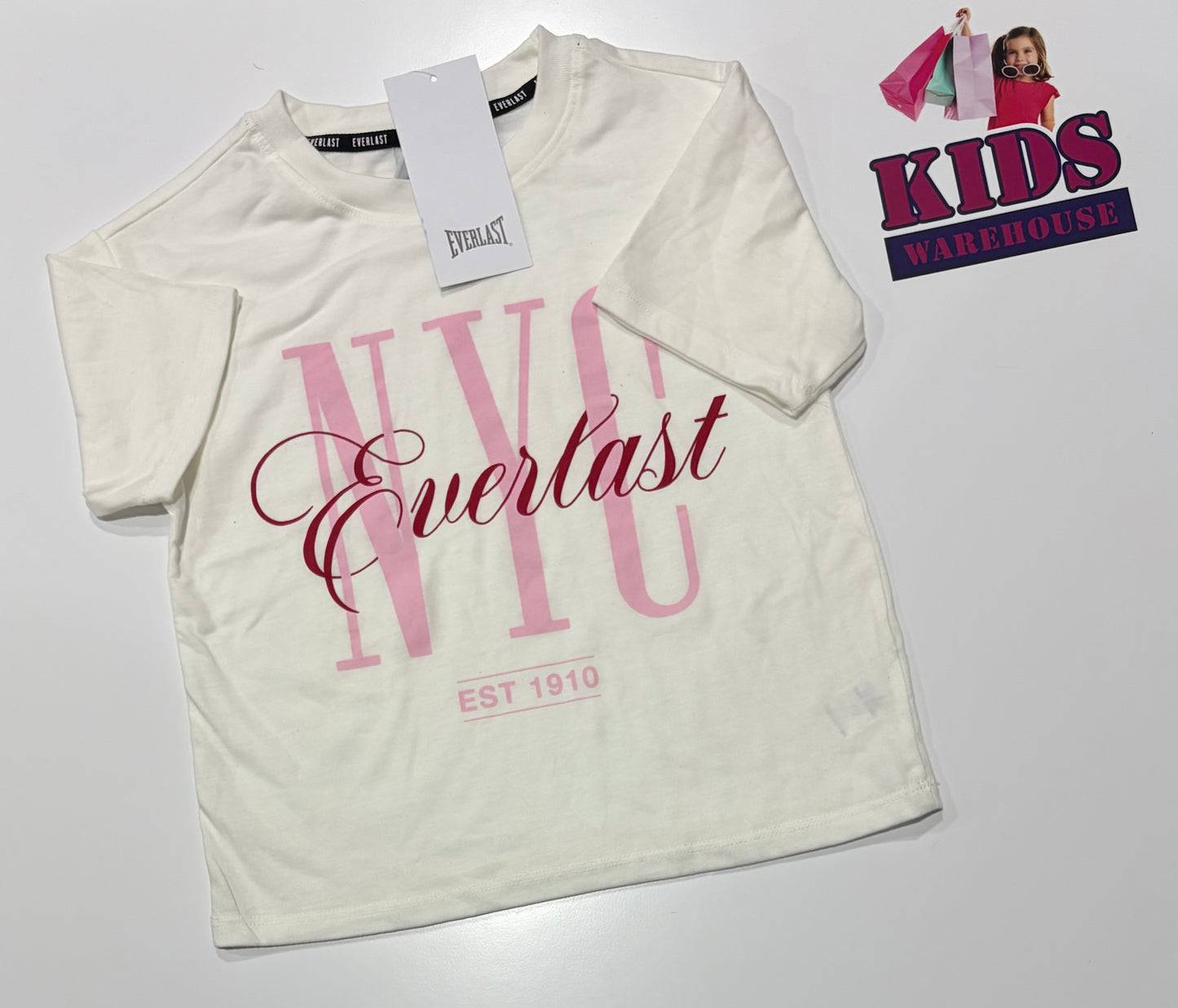 Not Used Everlast White, Pink NYC Print Top Size 6