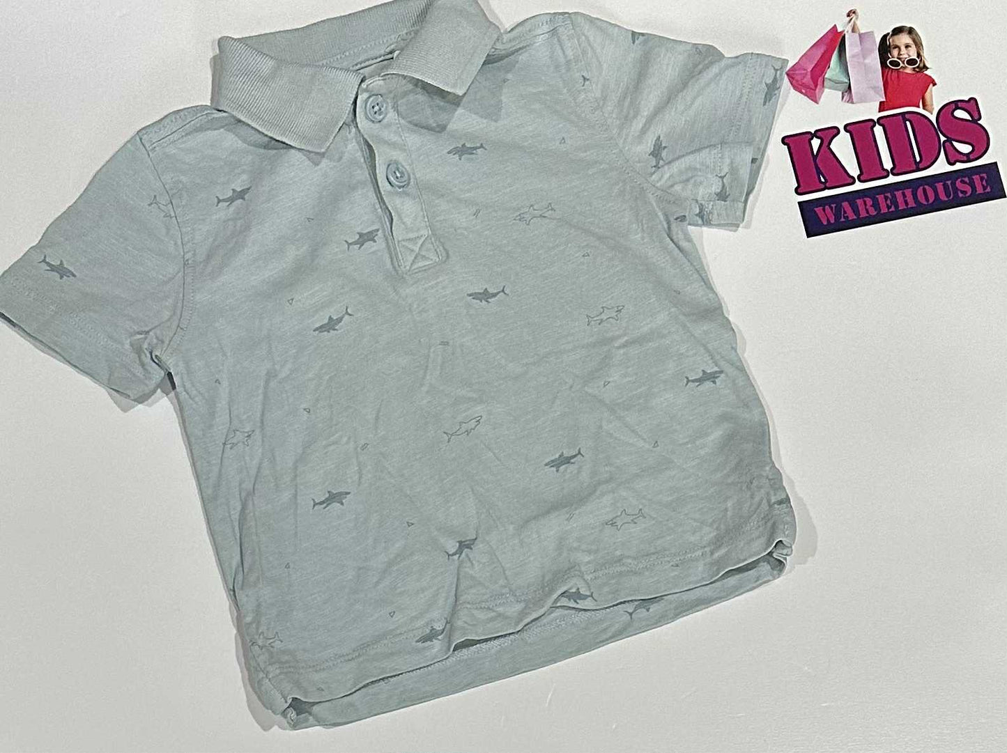 Target Blue Top With Shark Pattern Size 1