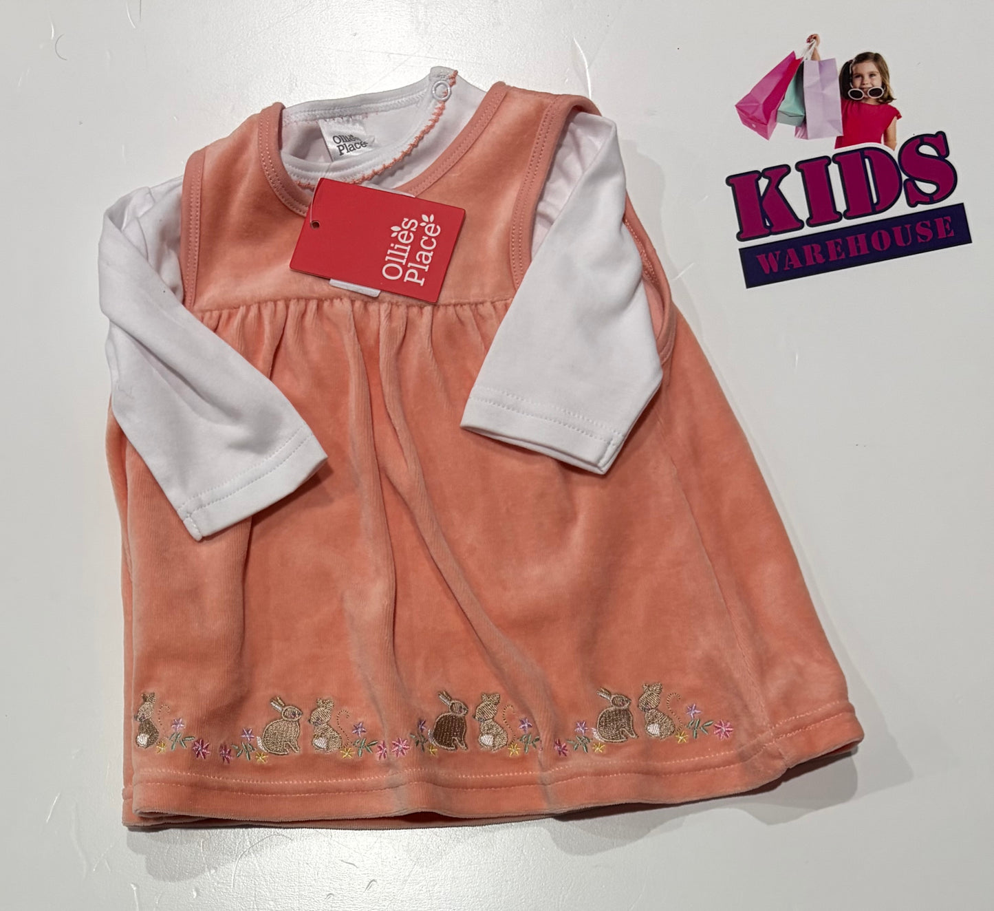 Not Used Ollie's Place White Long Sleeve Top & Pink Dress Size 000