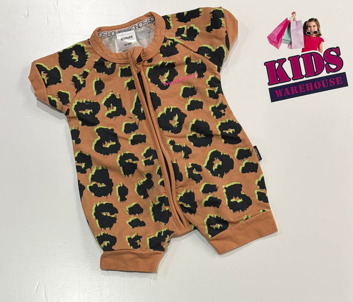 Bonds Pink Wondersuit With Black Leopard Pattern Size 0000