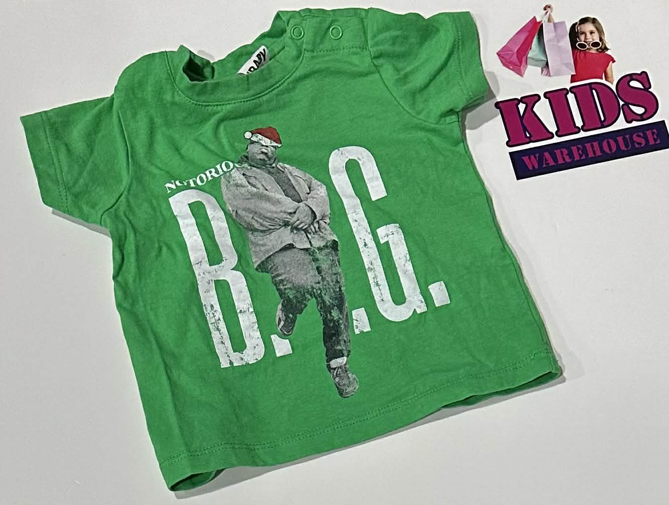 Cotton On Green Top With “B.I.G.” Print Size 00