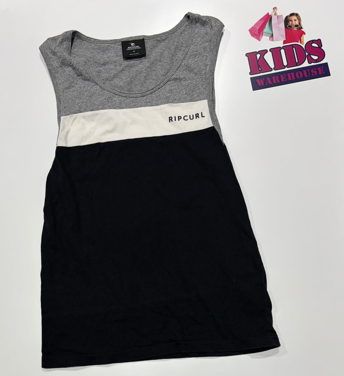 Ripcurl Grey, Black Singlet Size 10