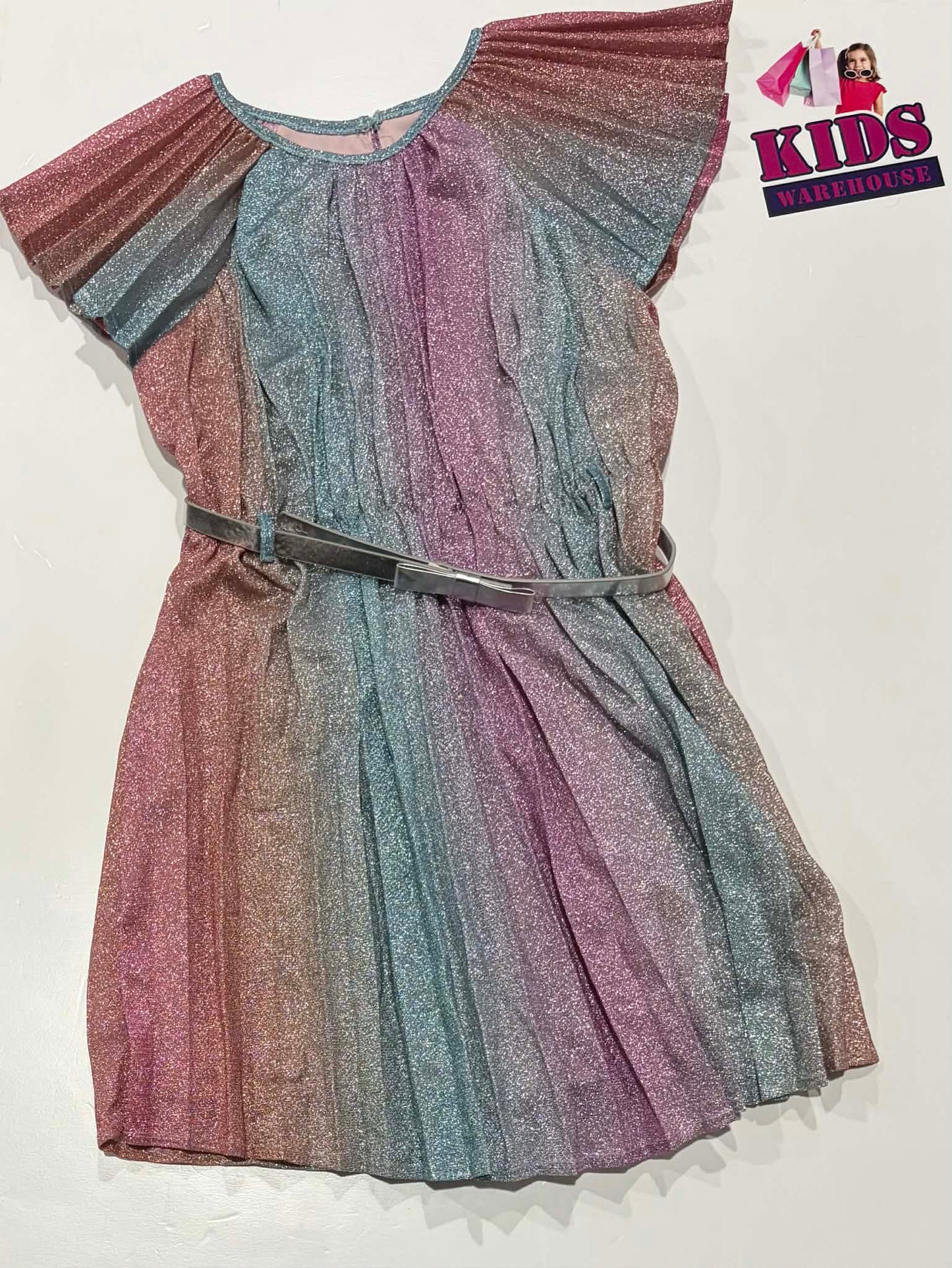 Origami Sparkly Blue & Pink Dress Size 7