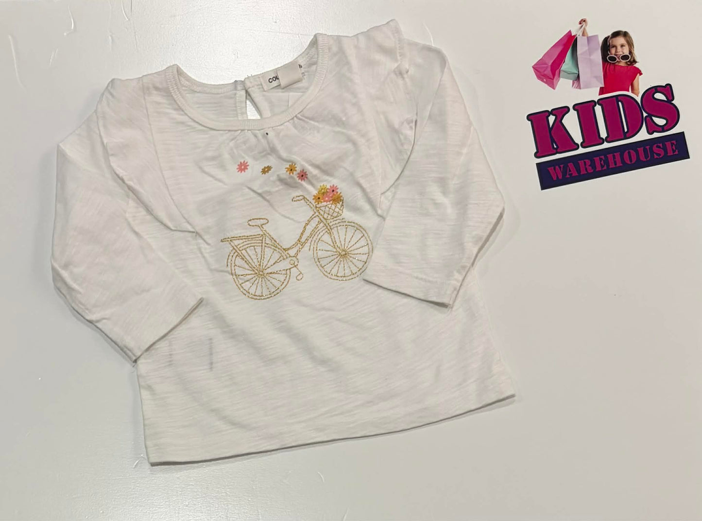Country Road White Top With Bike Pattern Size 00