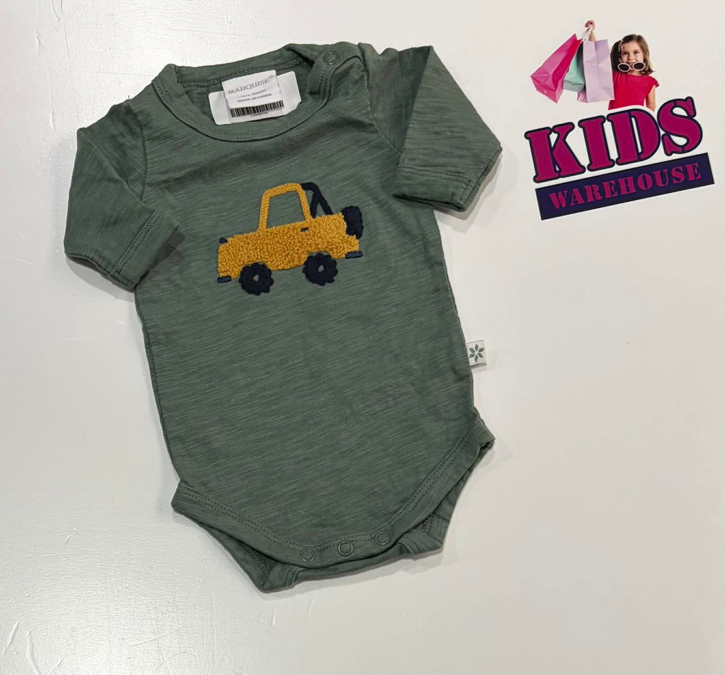 Marquise Green Bodysuit With Yellow Car Print Size 0000