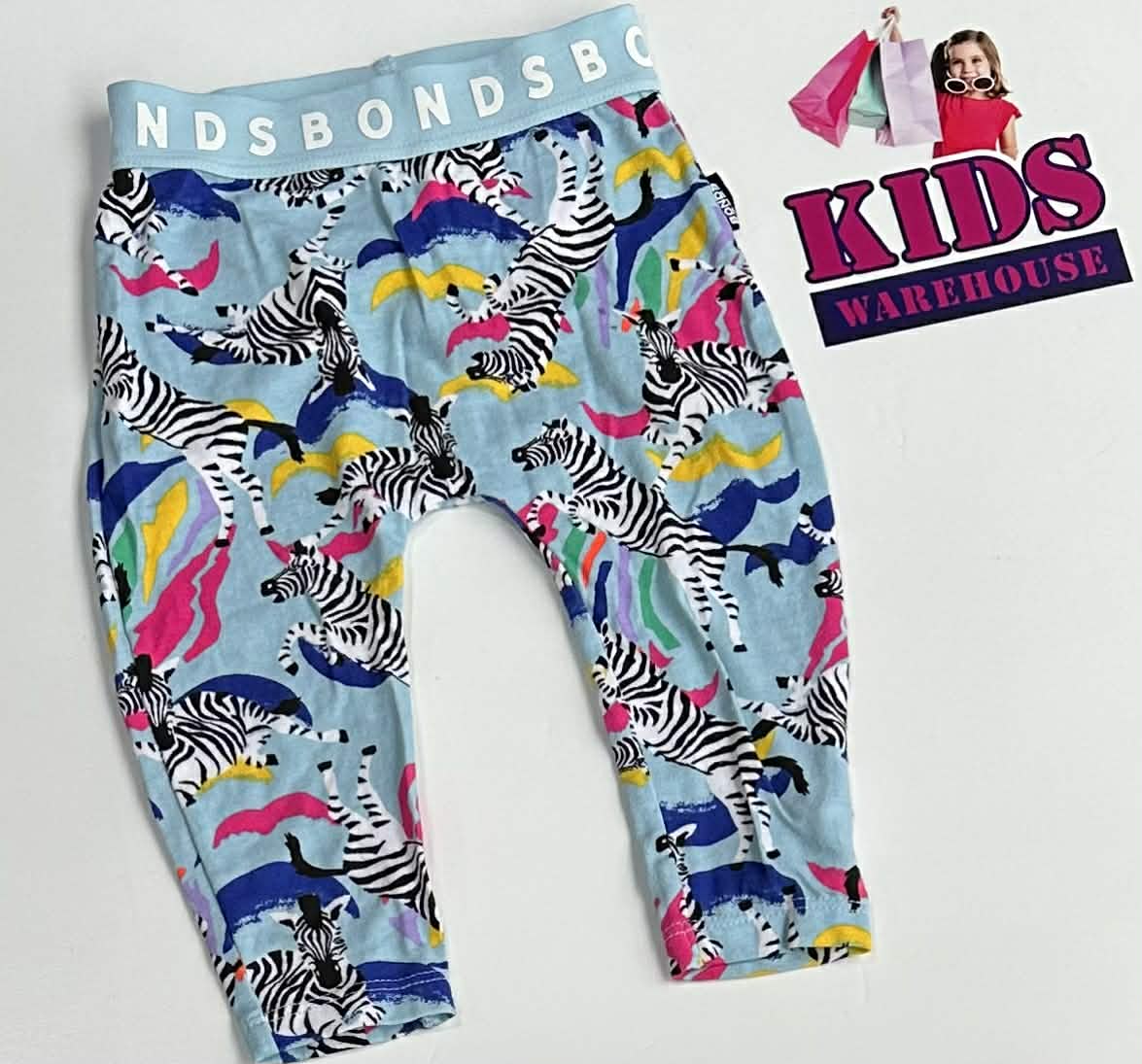 Bonds Blue Leggings With Zebra Pattern Size 00