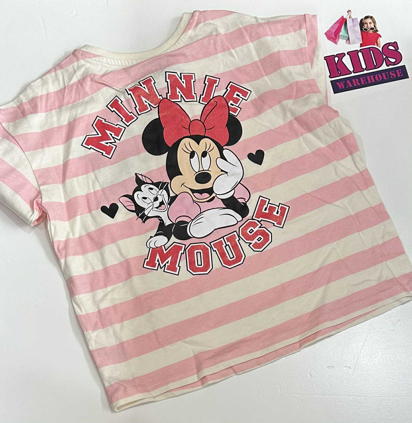 New Disney Minnie Mouse Pink & White Top Size 9
