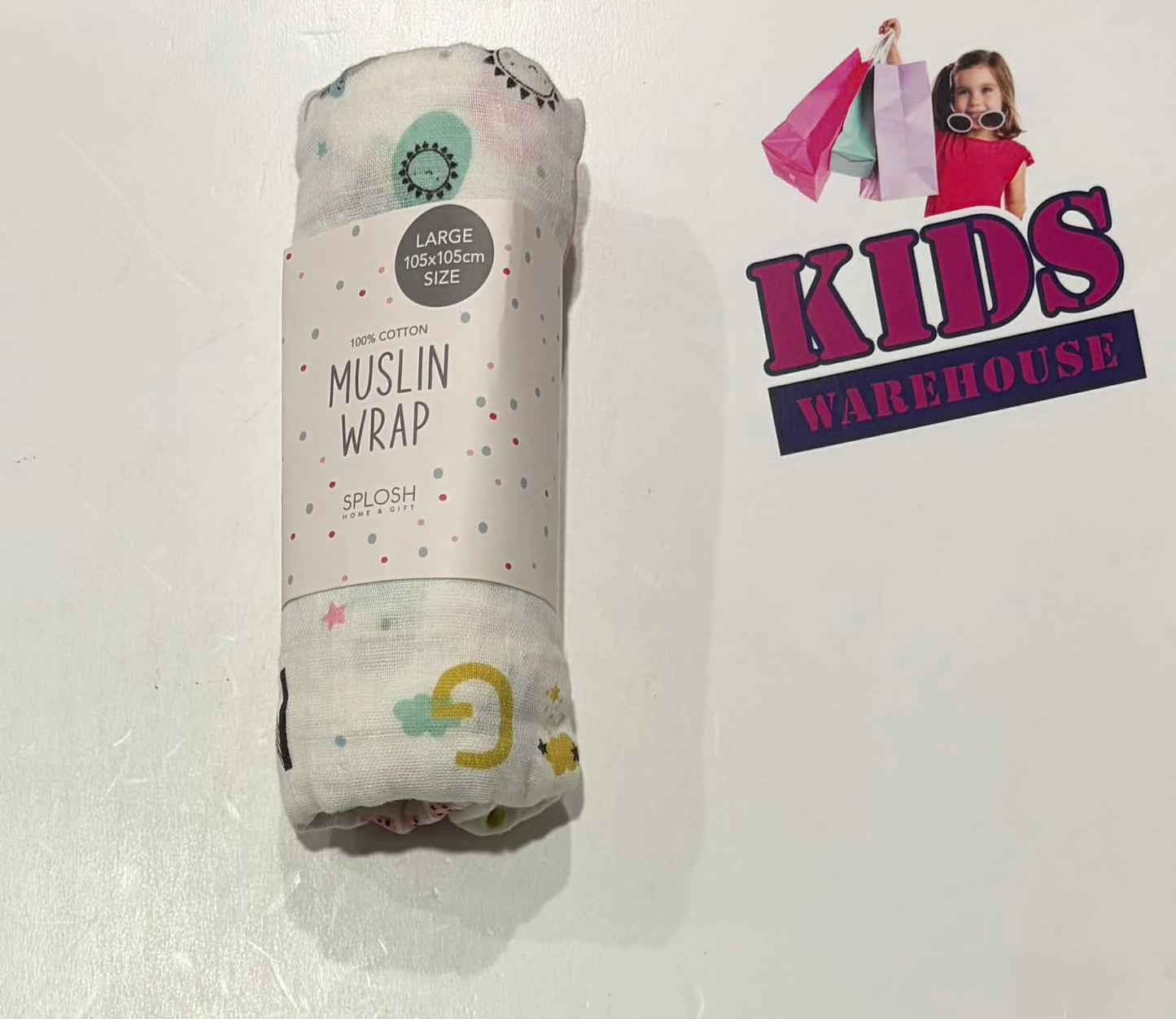 Not Used Splosh White Alphabet Print Large Muslin Wrap