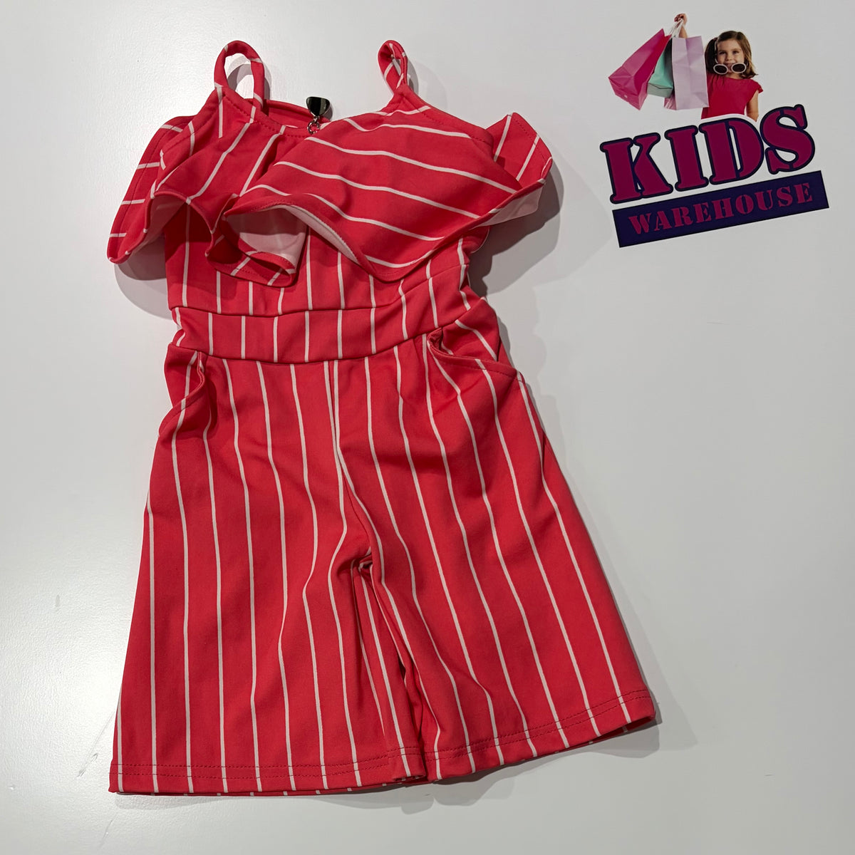 Sunby Pink, White Stripe Rashie One Piece Set 3