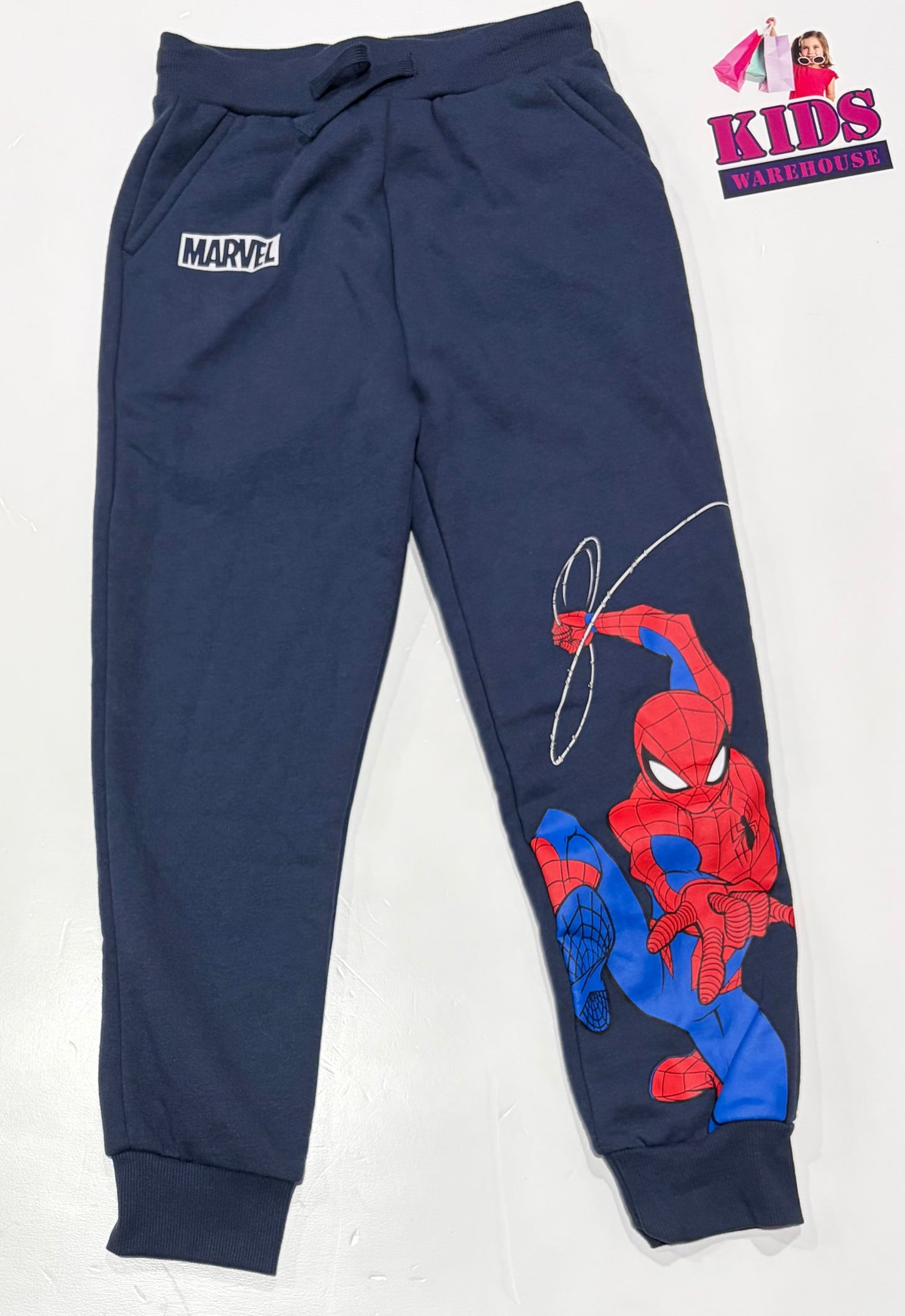 Not Used Marvel Spiderman Navy Blue, Character Print Pants Size 9