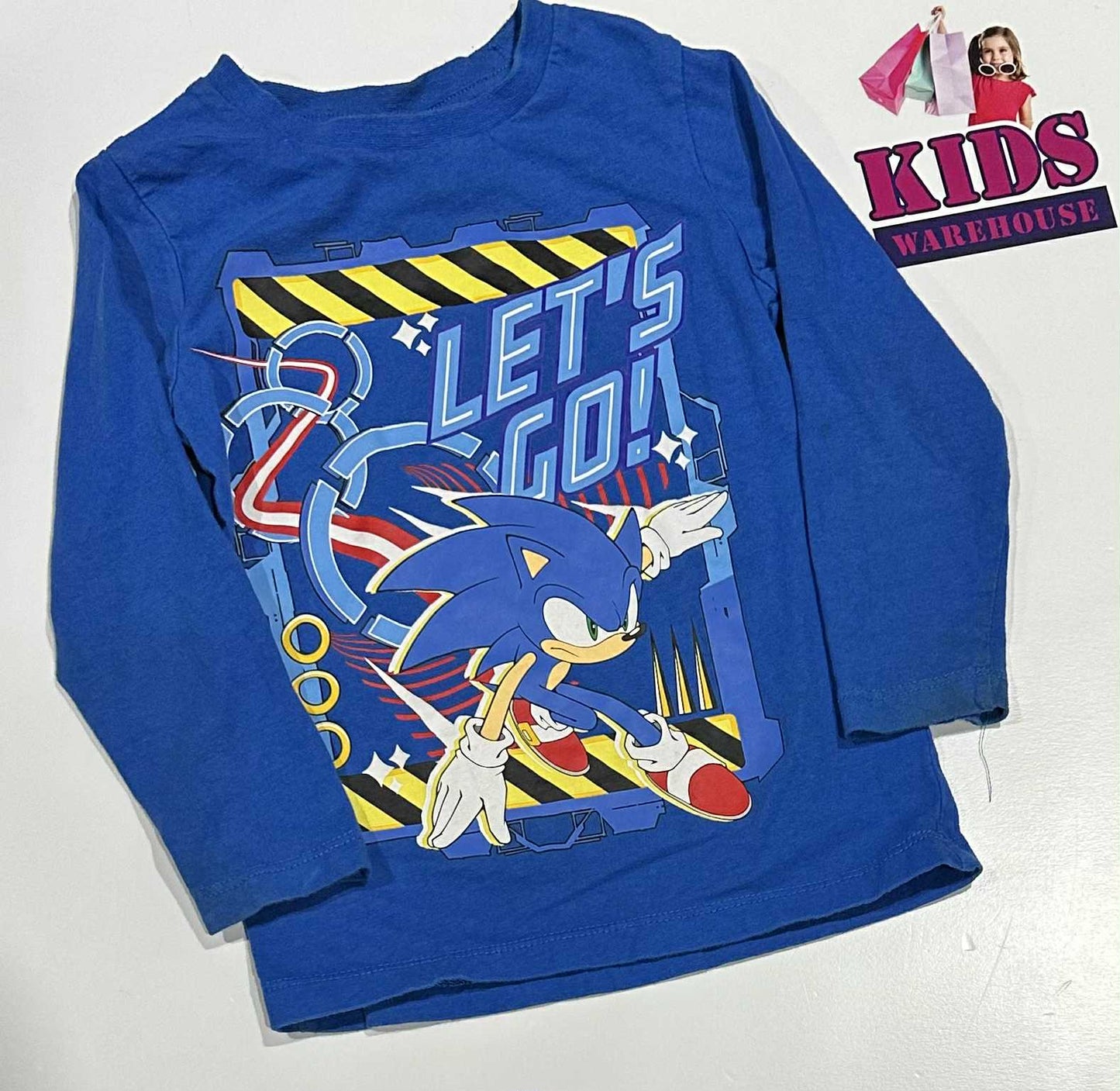 Sonic The Hedgehog Blue Long Sleeve Top With “Let’s Go” Print Size 4