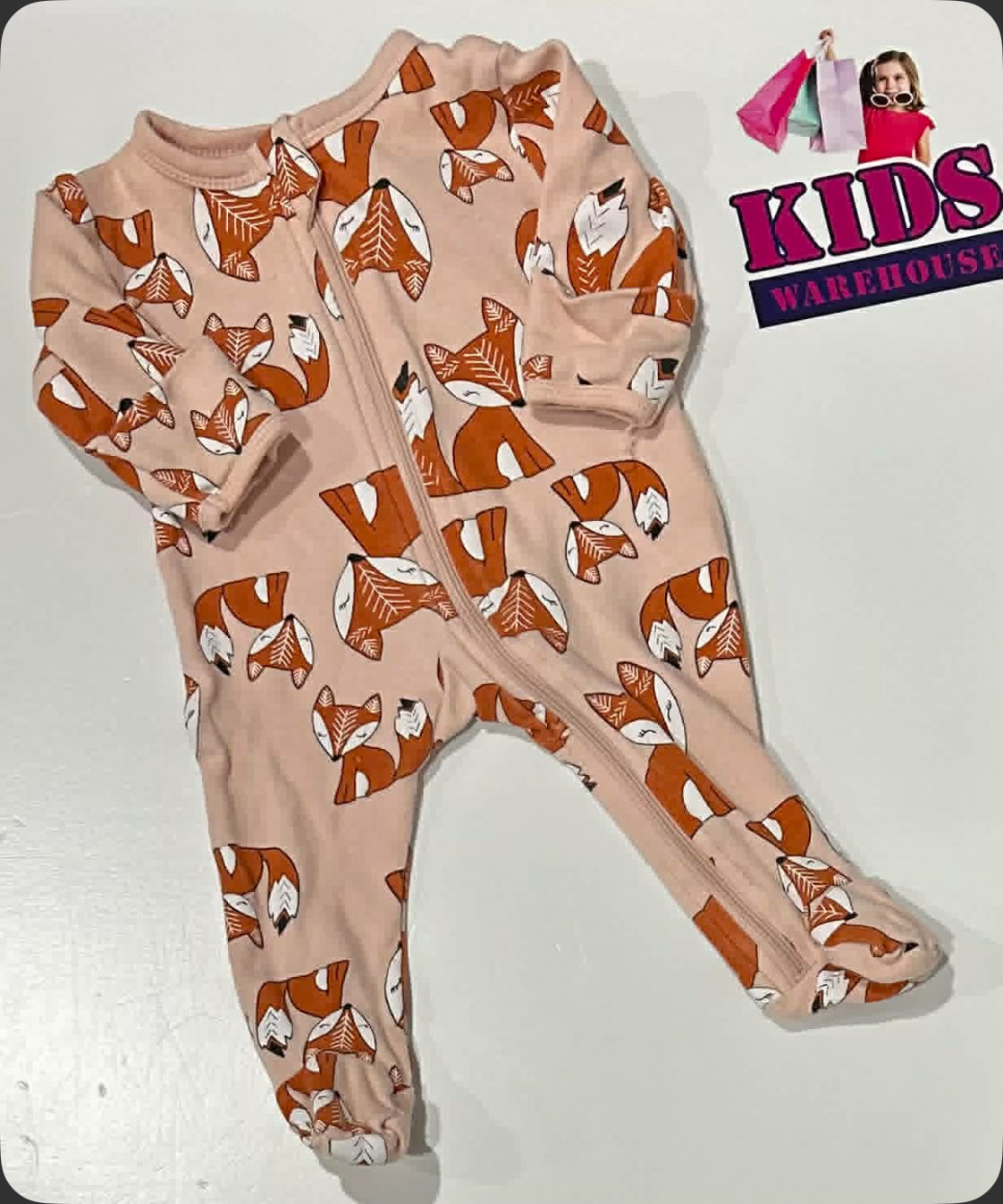 Premmie Baby Berry Pink Jumpsuit With Orange Fox Pattern Size 00000
