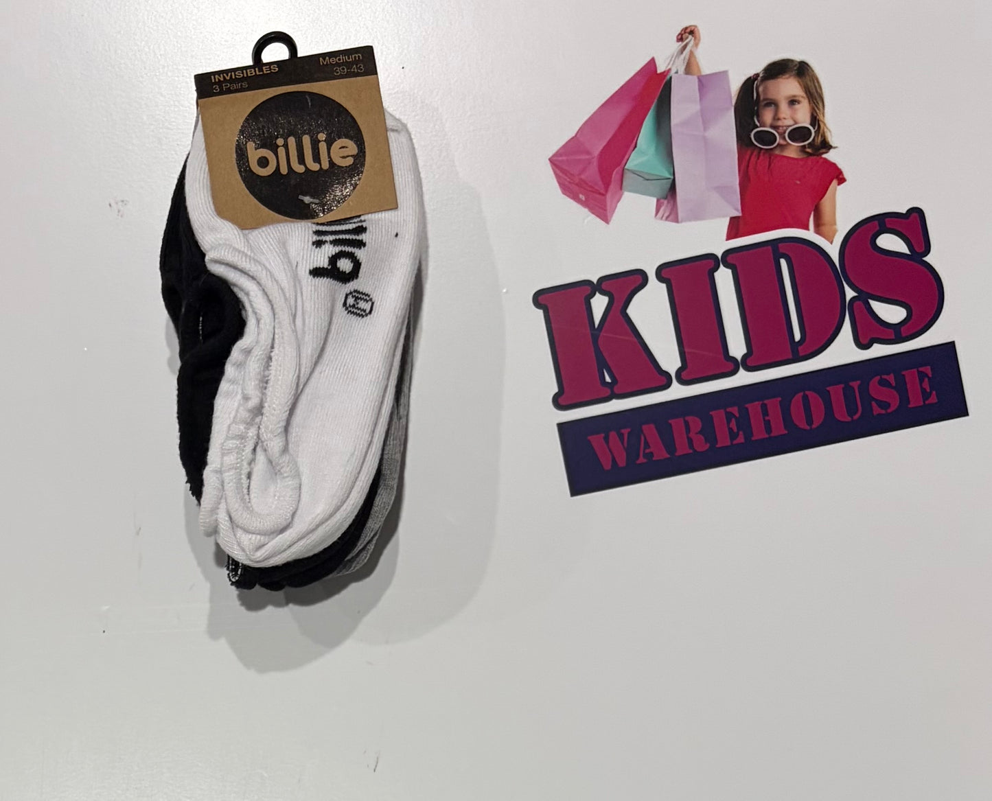 Not Used Billie White, Black, Grey Socks 3 Pack Size Medium