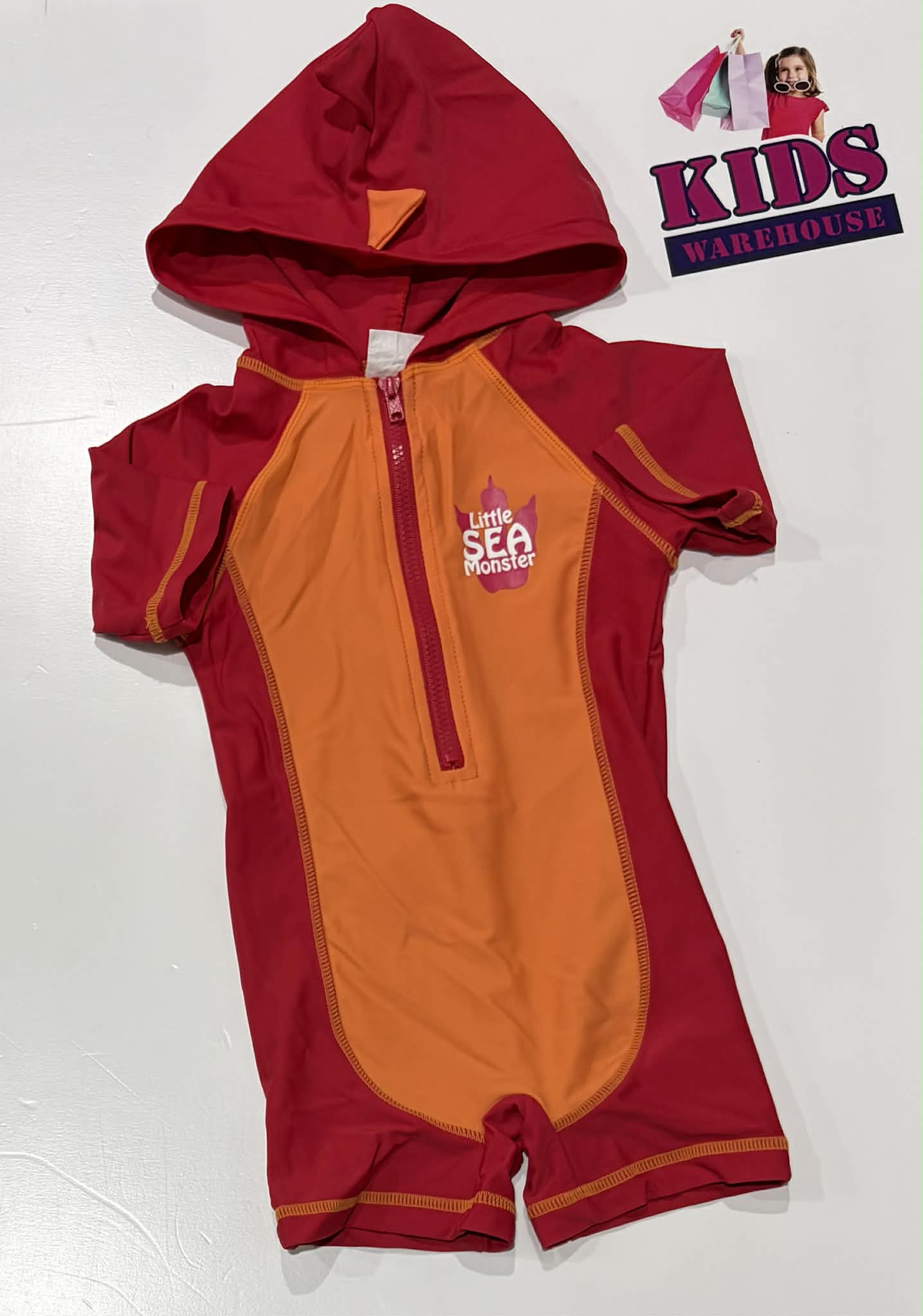 Flotsam & Jetsam Red & Orange Hoodie Swim Suit Size 0