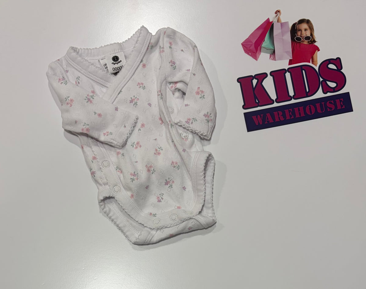 Dymples White, Flower Print Bodysuit Size 00000