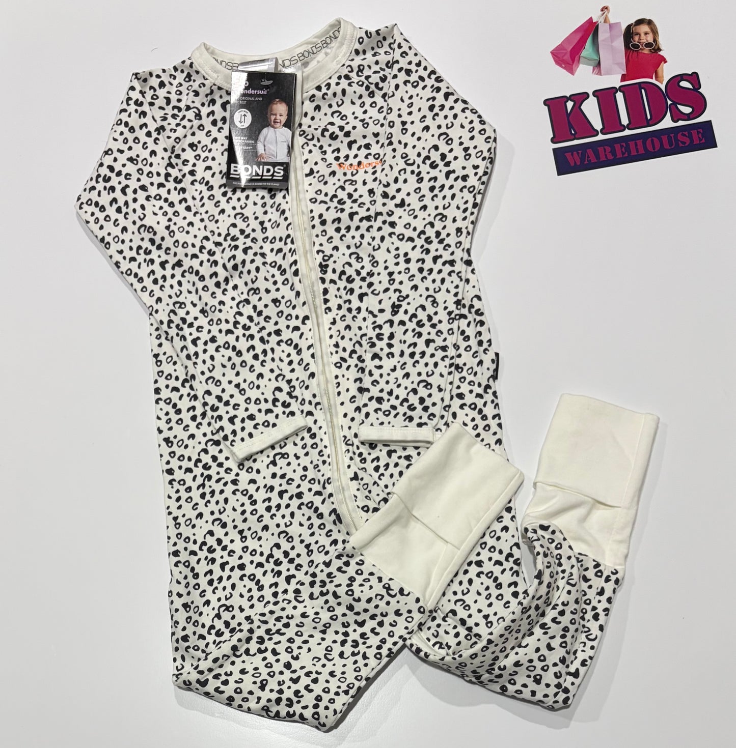Not Used Bonds White, Black Leopard Print Wondersuit Size 3