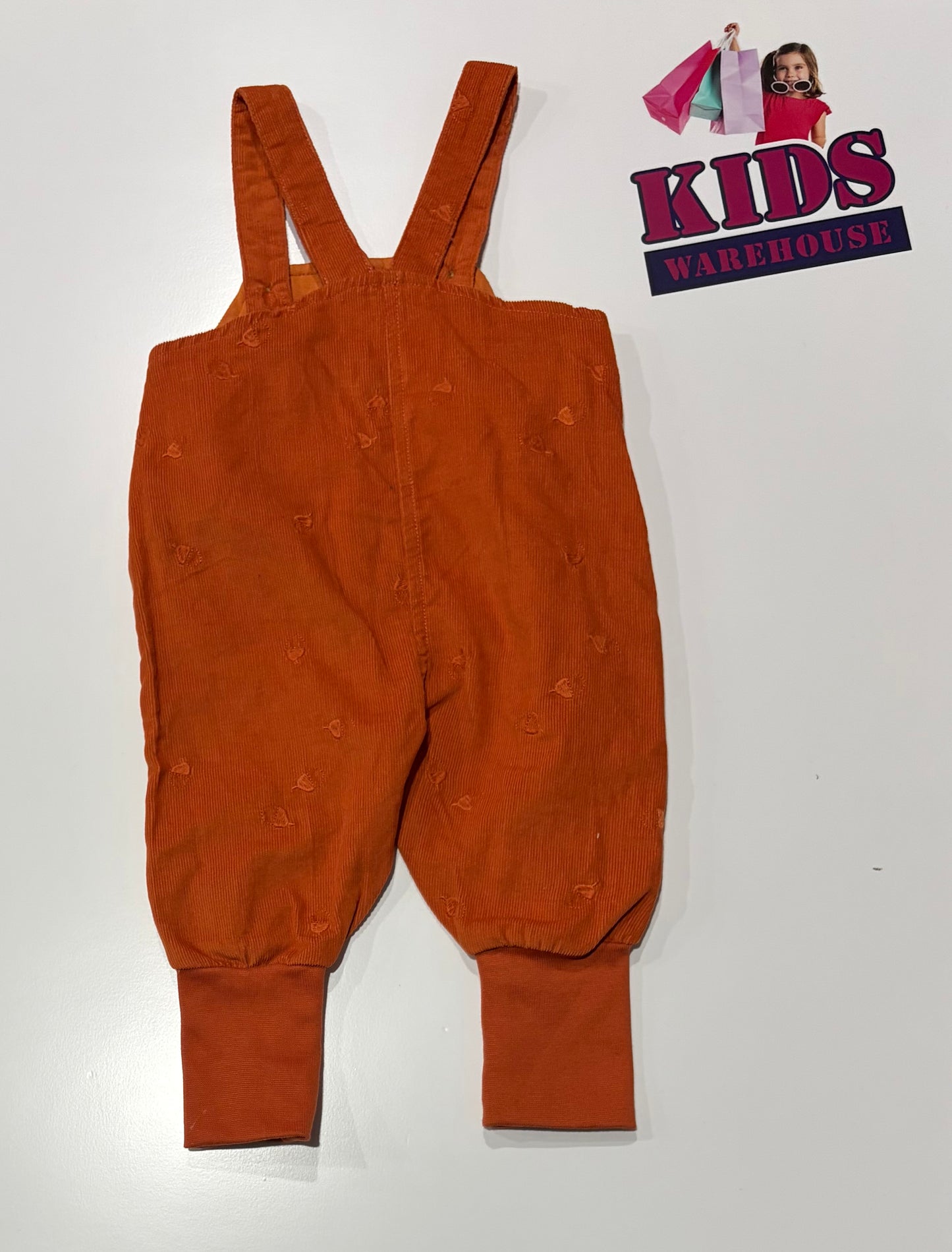 Souris Mini Orange Soft Corduroy Overalls Size 0