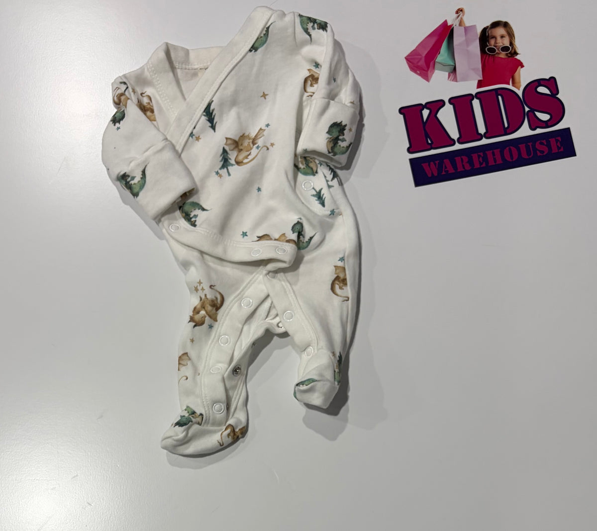 Baby Berry White Dinosaur Print Jumpsuit Size 00000