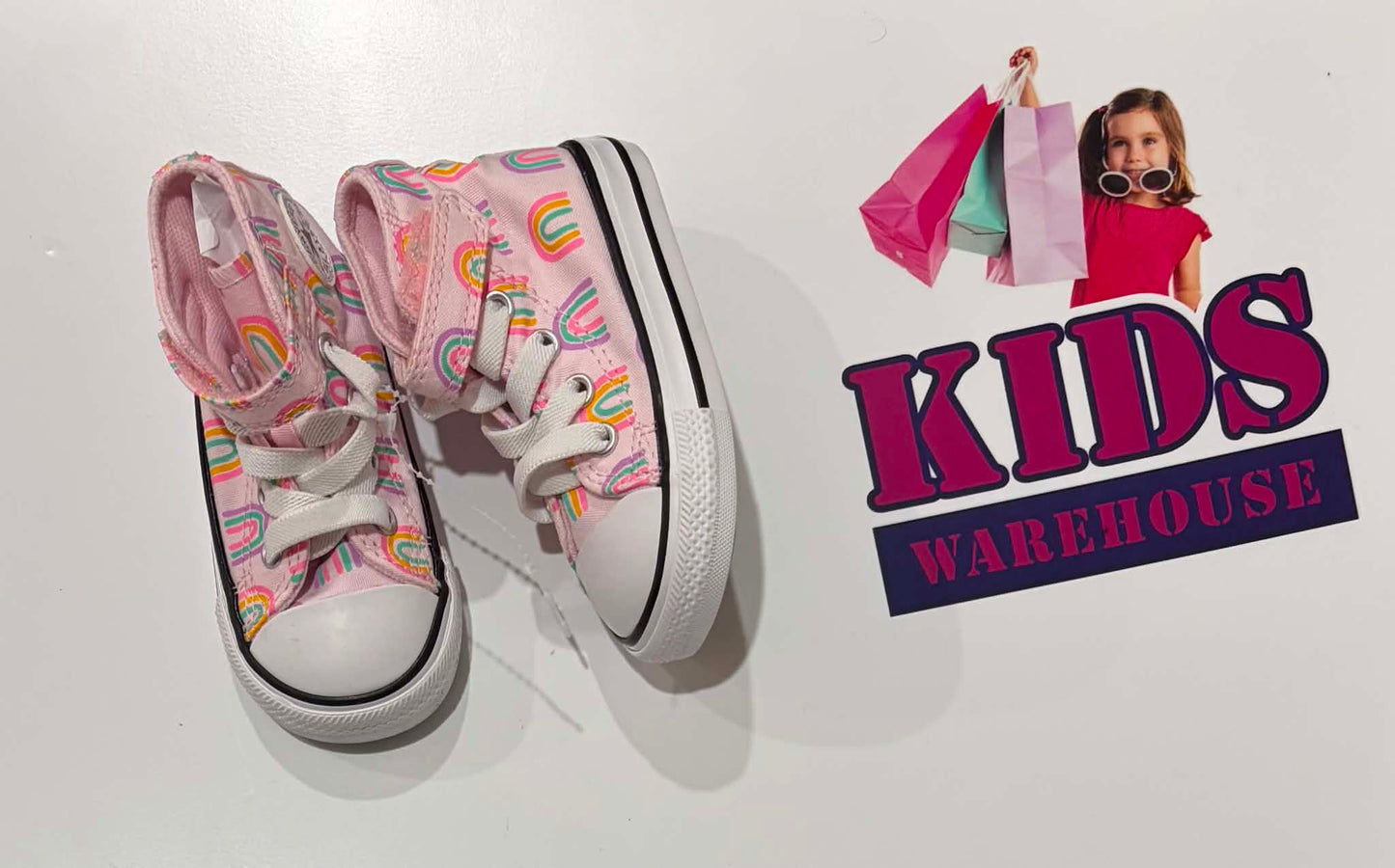 Converse Pink, Rainbow Print Runners Size 4 (Child)