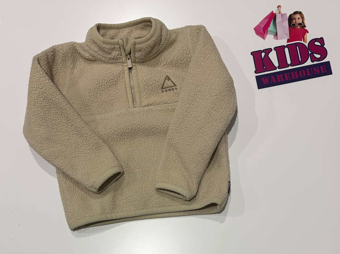 Bonds Explorer Cream, Fluffy Quater Zip Sweater Size 2