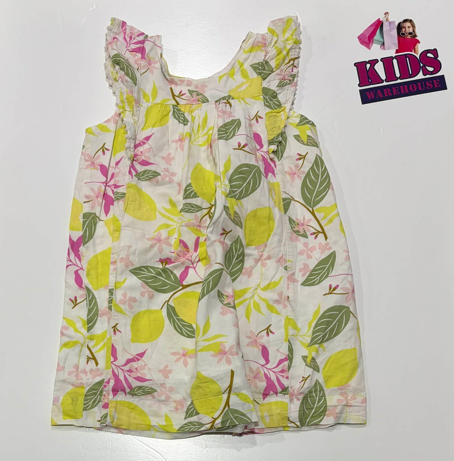 Charlie & Me White Dress With Yellow Lemons Pattern Size 3