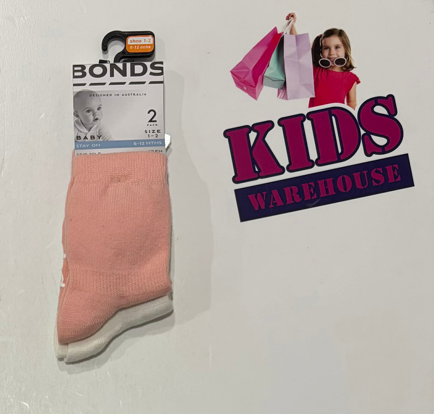 Not Used Bonds 2 Pack Pink and White Socks Size 1-2 Years