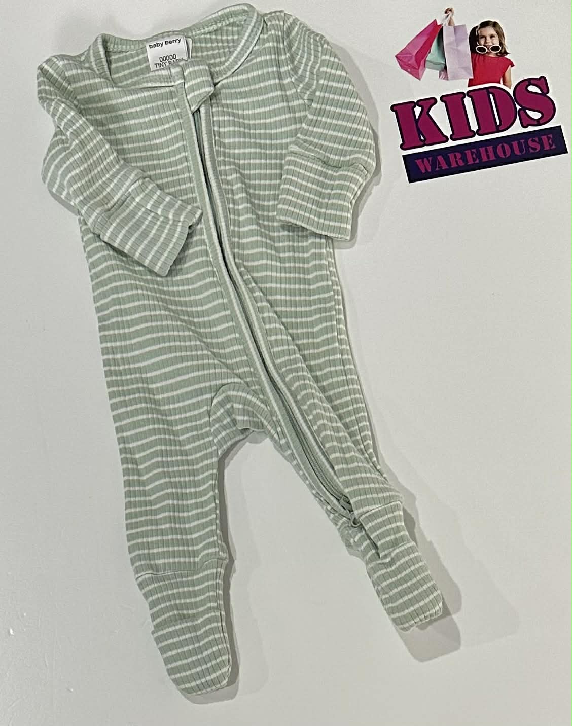 Premmie Baby Berry Green & White Jumpsuit Size 00000