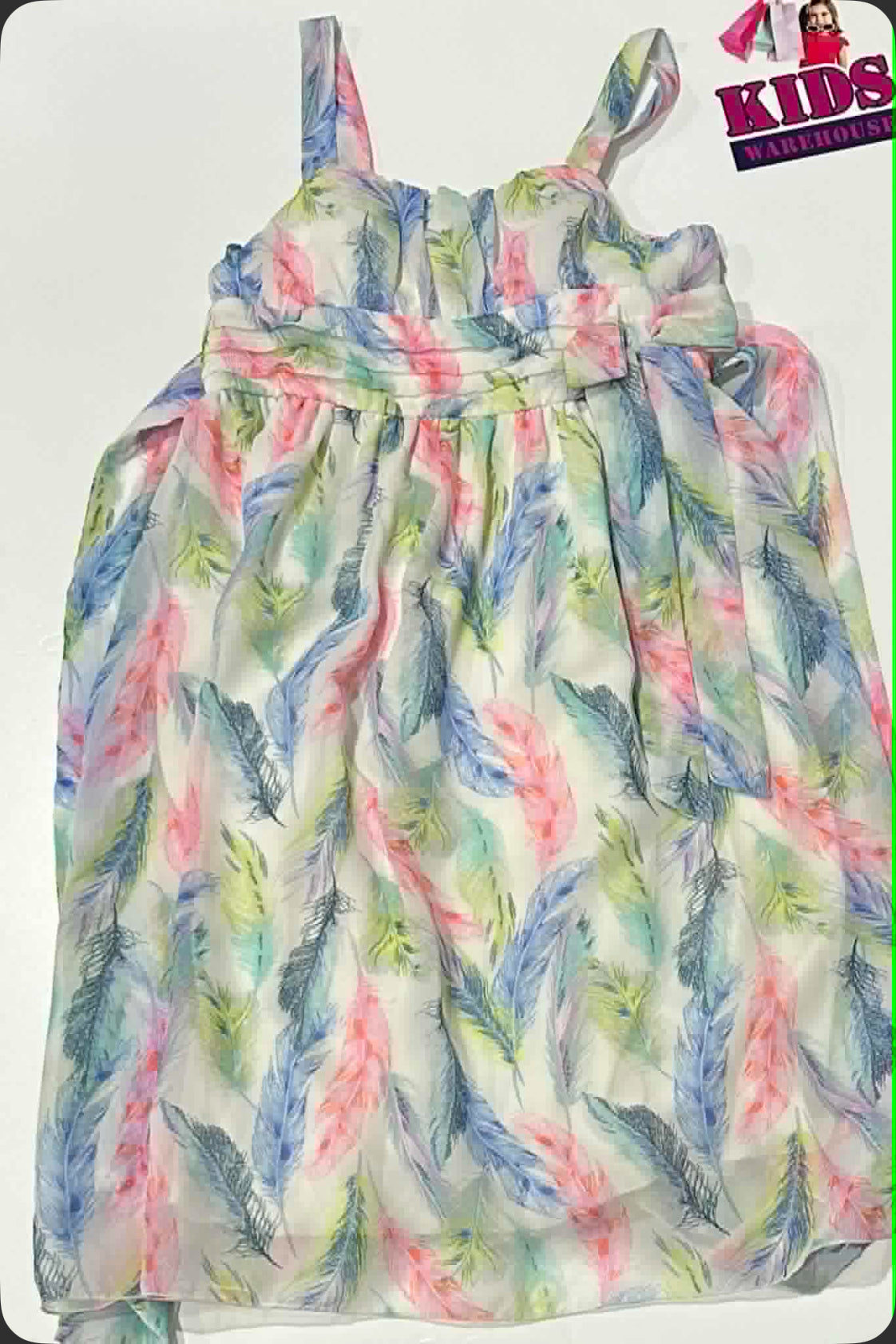 Origami White Dress With Blue, Pink & Green Flower Pattern Size 10