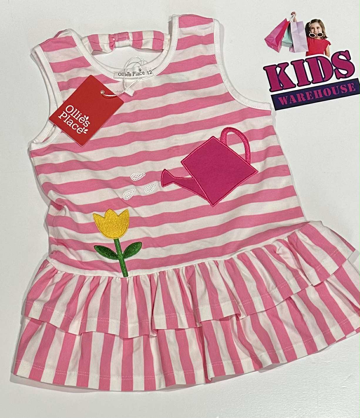 New Ollies Place Pink & White Striped Dress Size 2