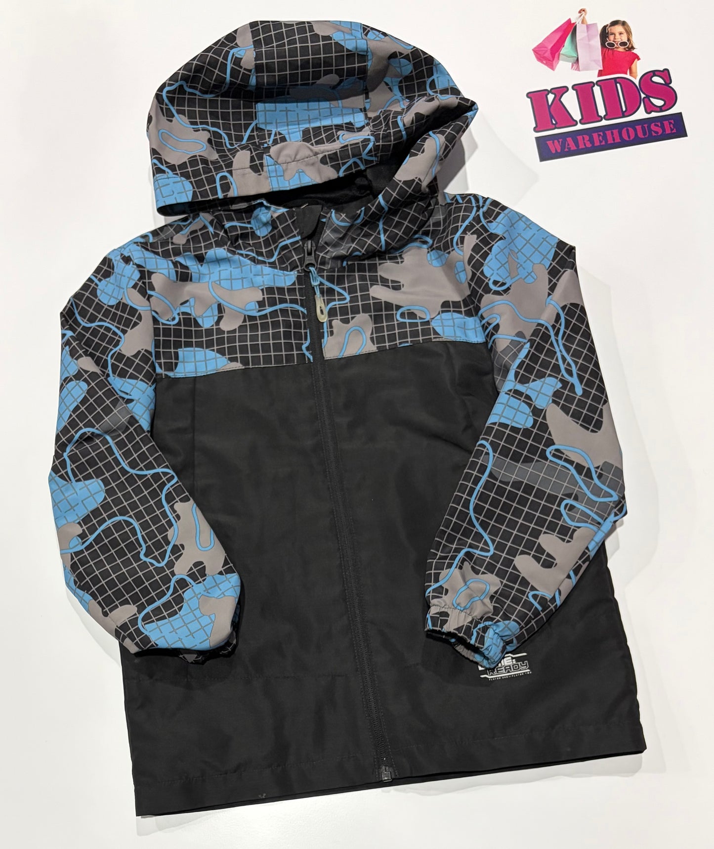F&F Black, Blue Controller Print Rain Hoodie Size 7