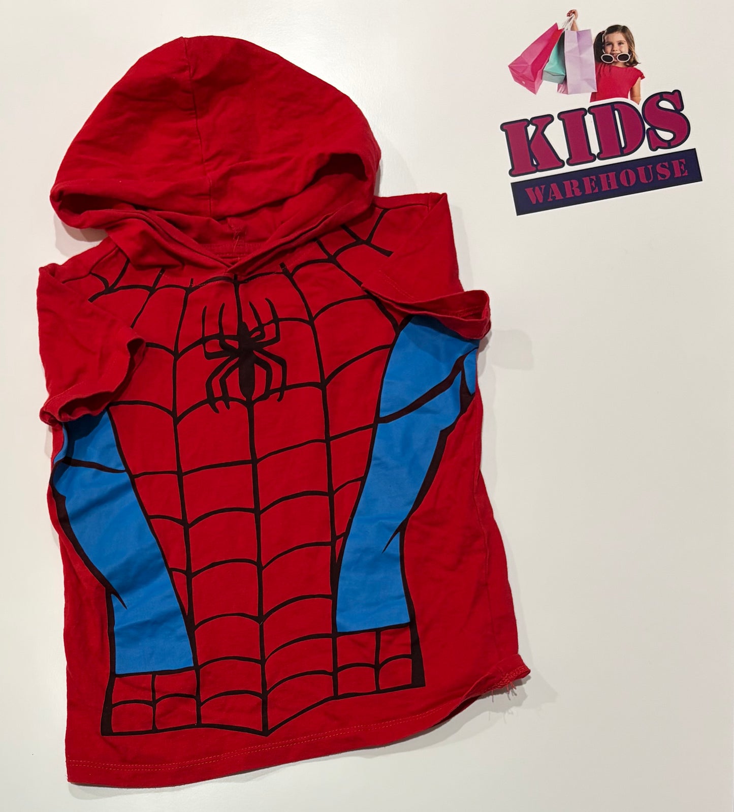 Marvel Spiderman Suit Print Hooded Top Size 5