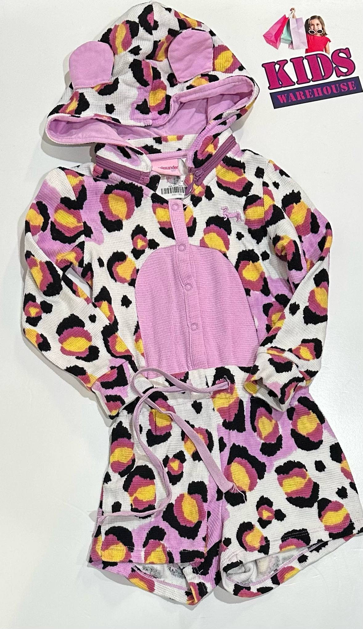 Peter Alexander White & Pink Jumpsuit With Leopard Pattern Size 1