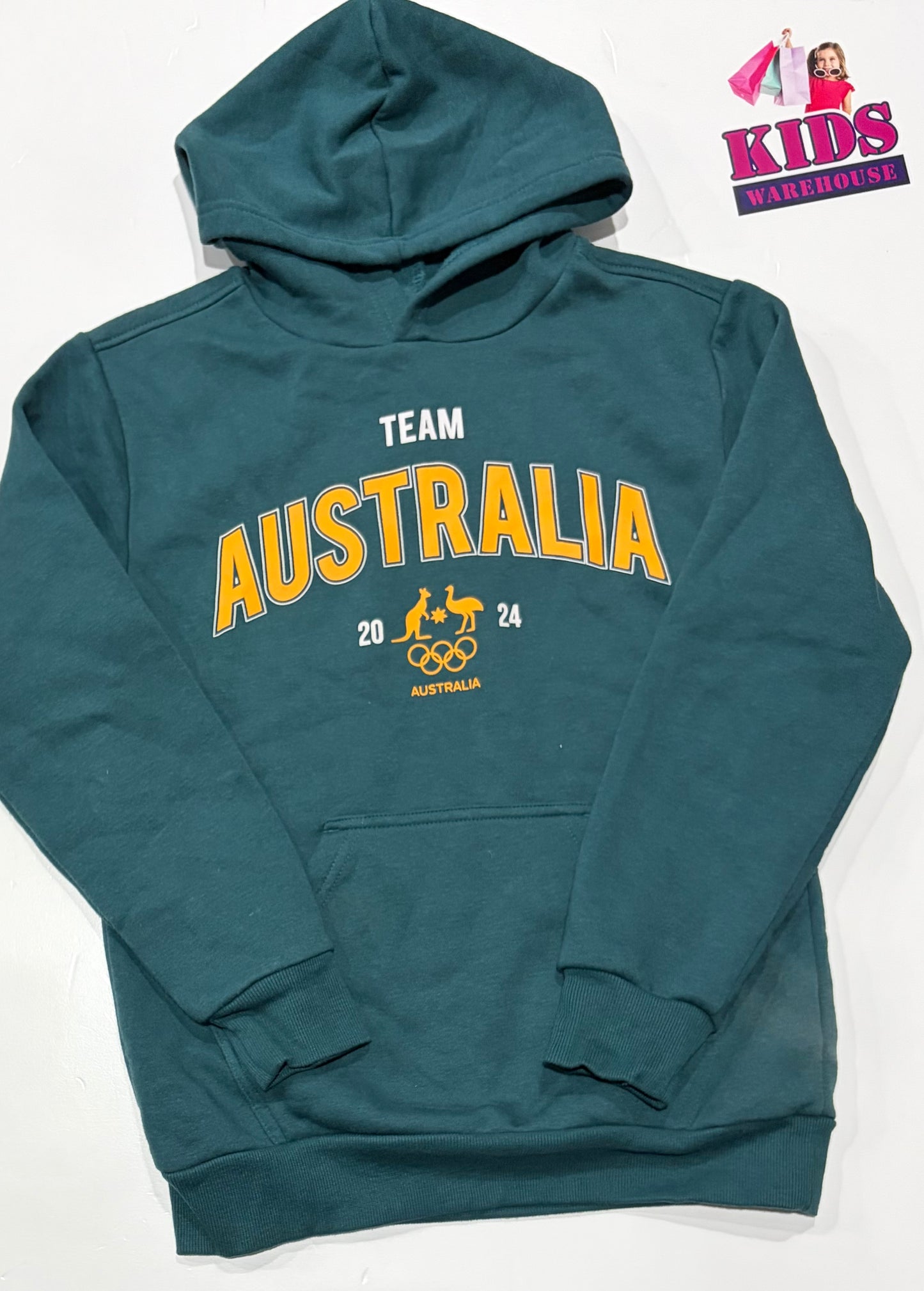 Olympics Green, Yellow Australia Olympics Print Hoodie Size 12