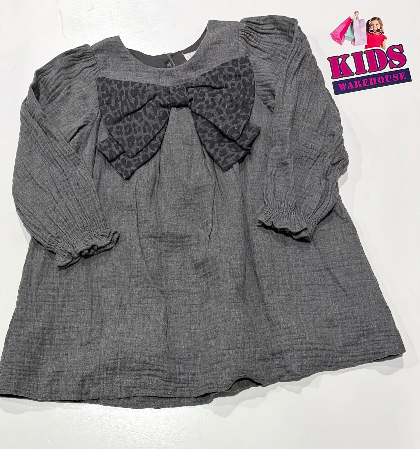Zara Grey Dress With Bow Size 4