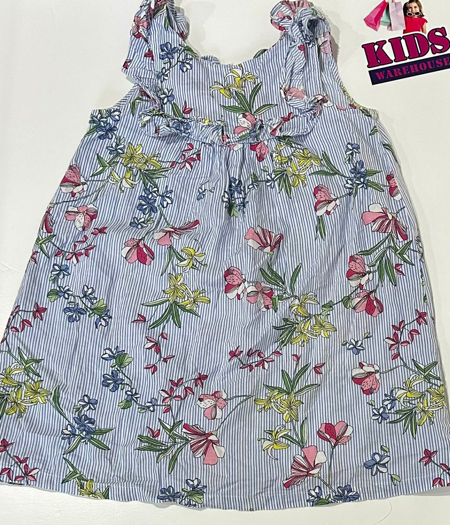 Milkshake Blue & White Dress With Flower Pattern Size 6