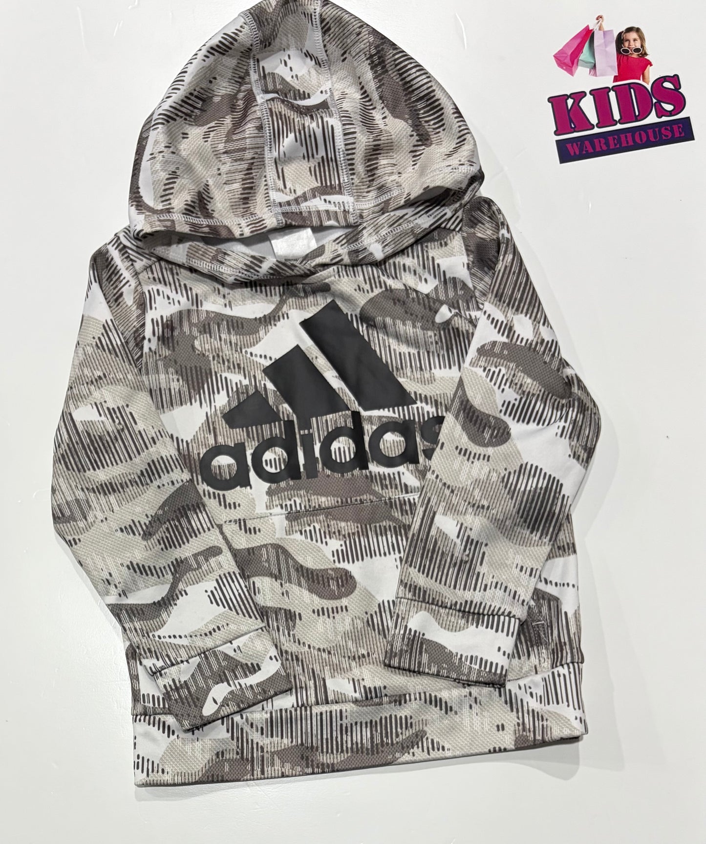 Adidas Grey, Dark Grey Camo Print Hoodie Size 5