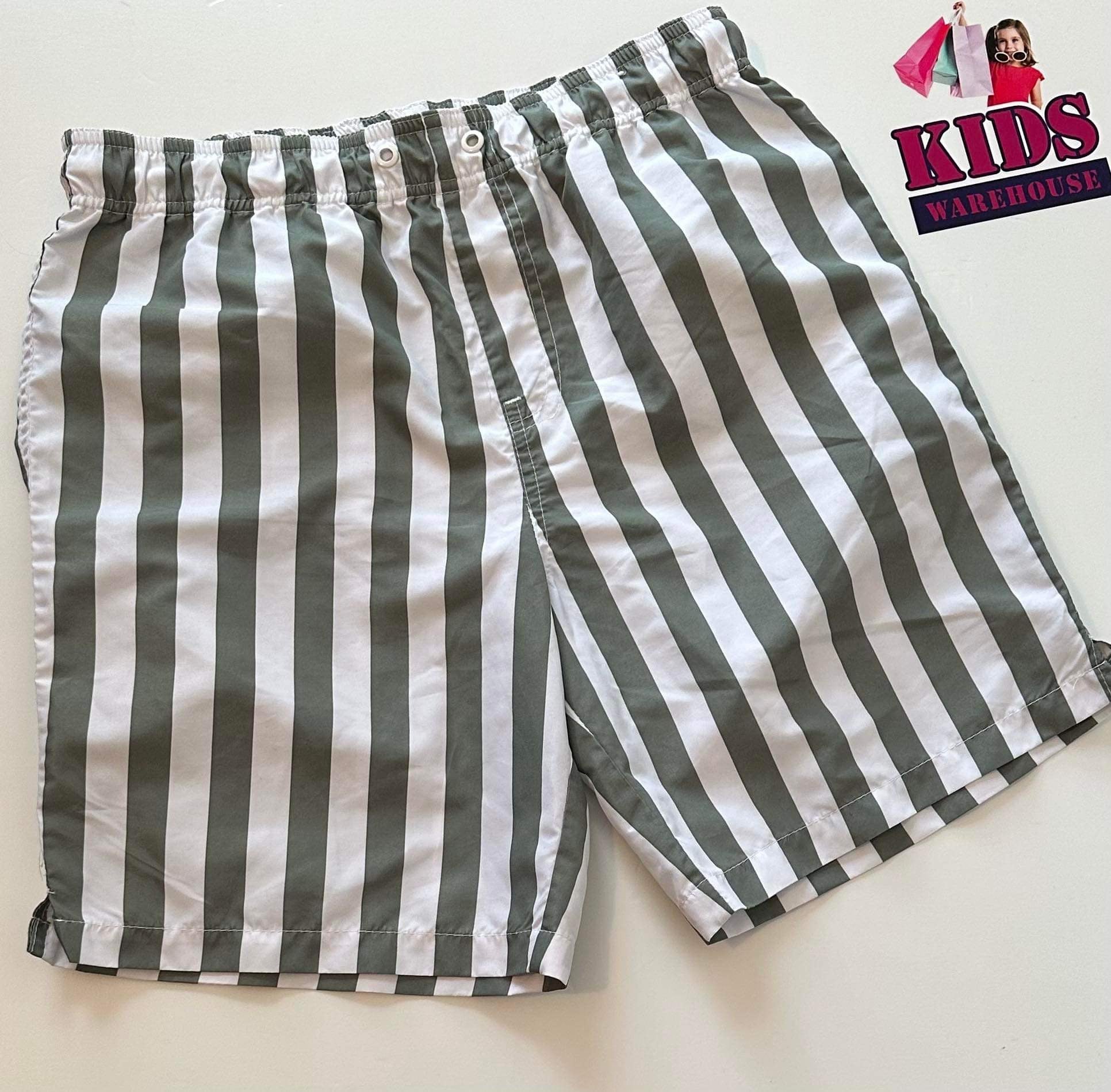 Green and clearance white striped shorts