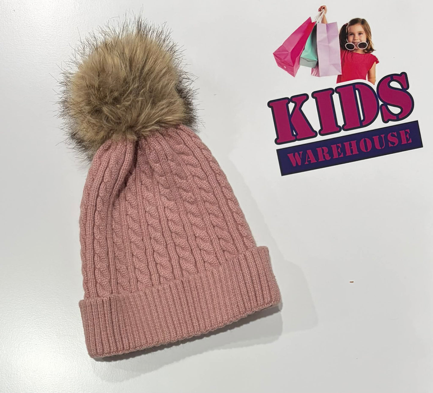 La Sienna Pink Beanie With Pom-Pom (Child/Older Child)