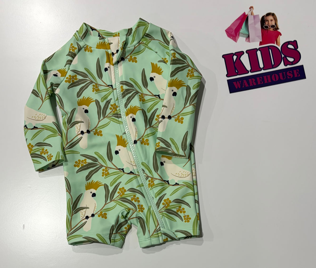 Green, Cockatoo Print Swimsuit Size 00