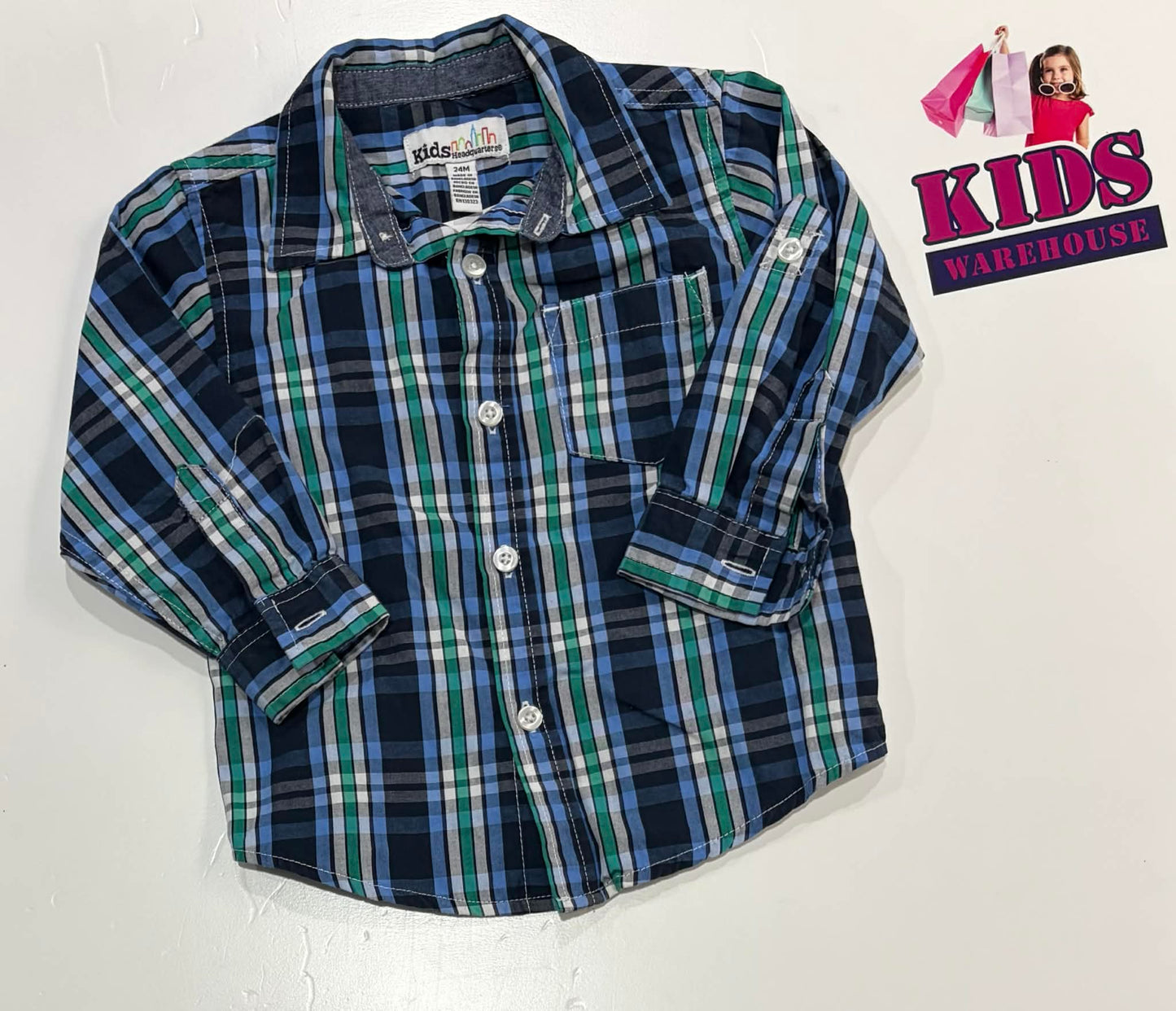 Kids Headquaters Blue & Green Shirt Size 2