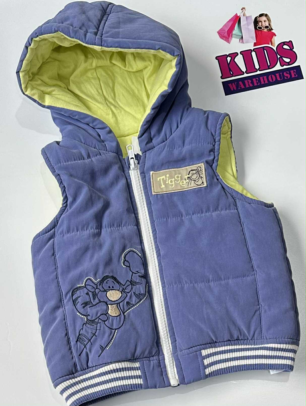 George Disney Blue & Yellow Puffer Vest With Tiger Print Size 1