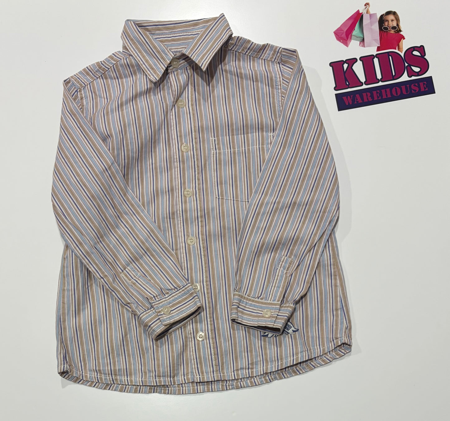 Fred Bare Brown, Blue Stripe Top Size 6