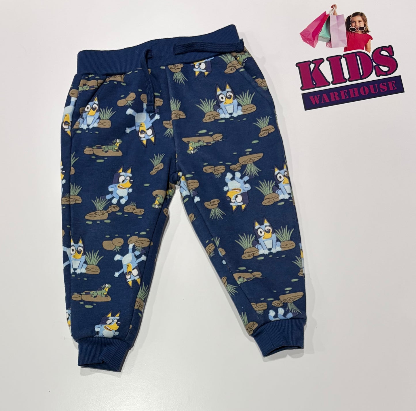 Bluey Navy, Character Print Pants Size 1
