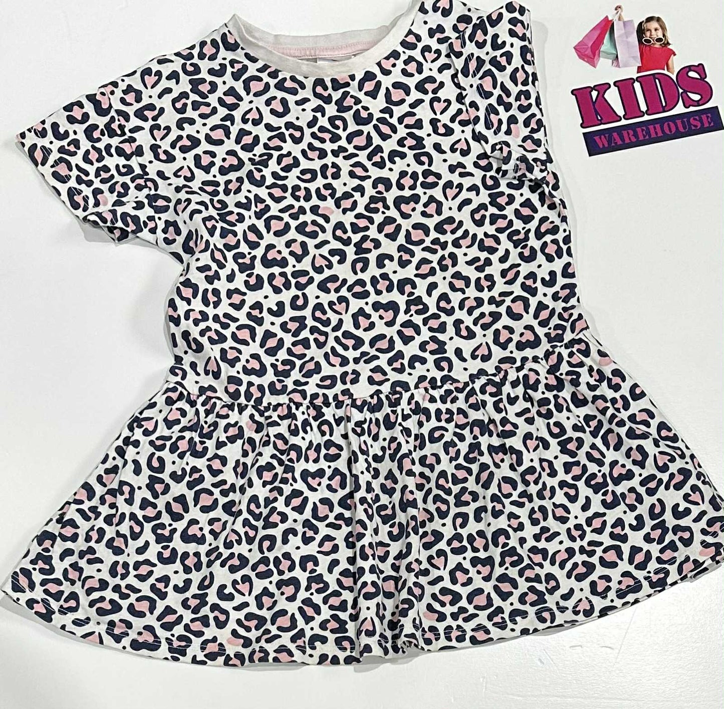 Target White Dress With Black & Pink Leopard Pattern Size 3