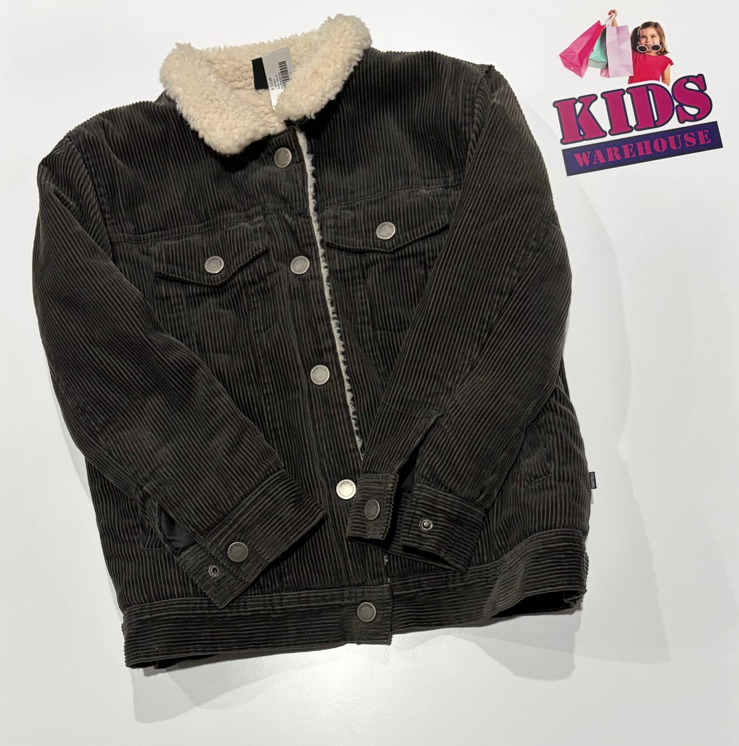 Sunnyville Black Corduroy Sherpa Lined Jacket Size 8