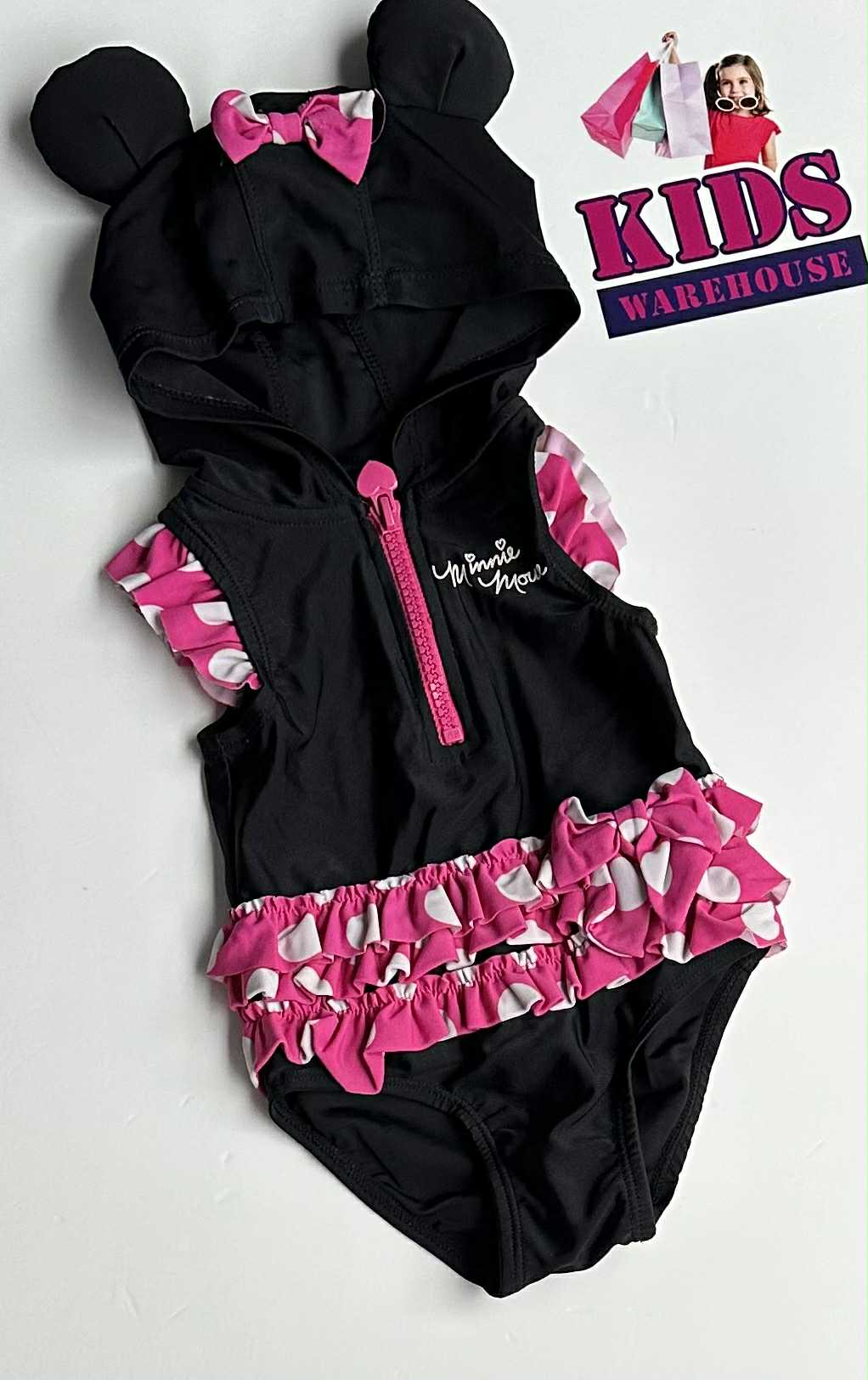 Disney Black, Pink Minnie Mouse Swim Suit Size 00
