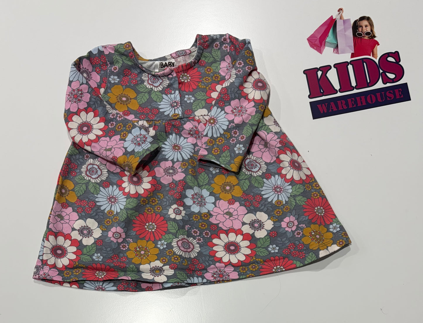 Cotton On Grey, Floral Print Dress Size 00