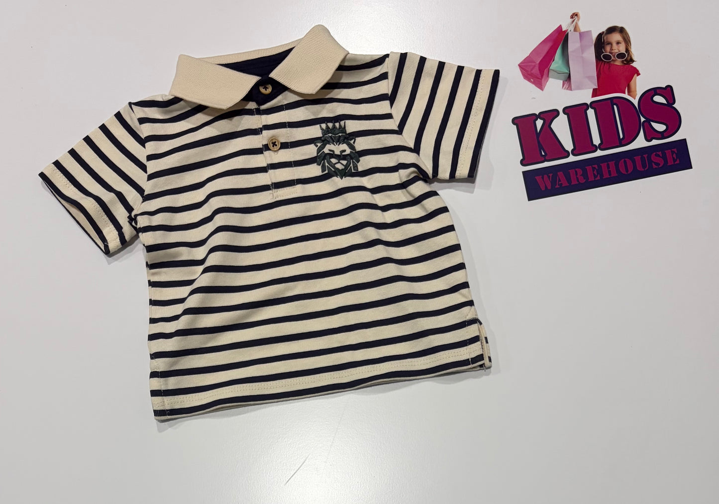 Milky Black, White Stripe Print Top Size 00