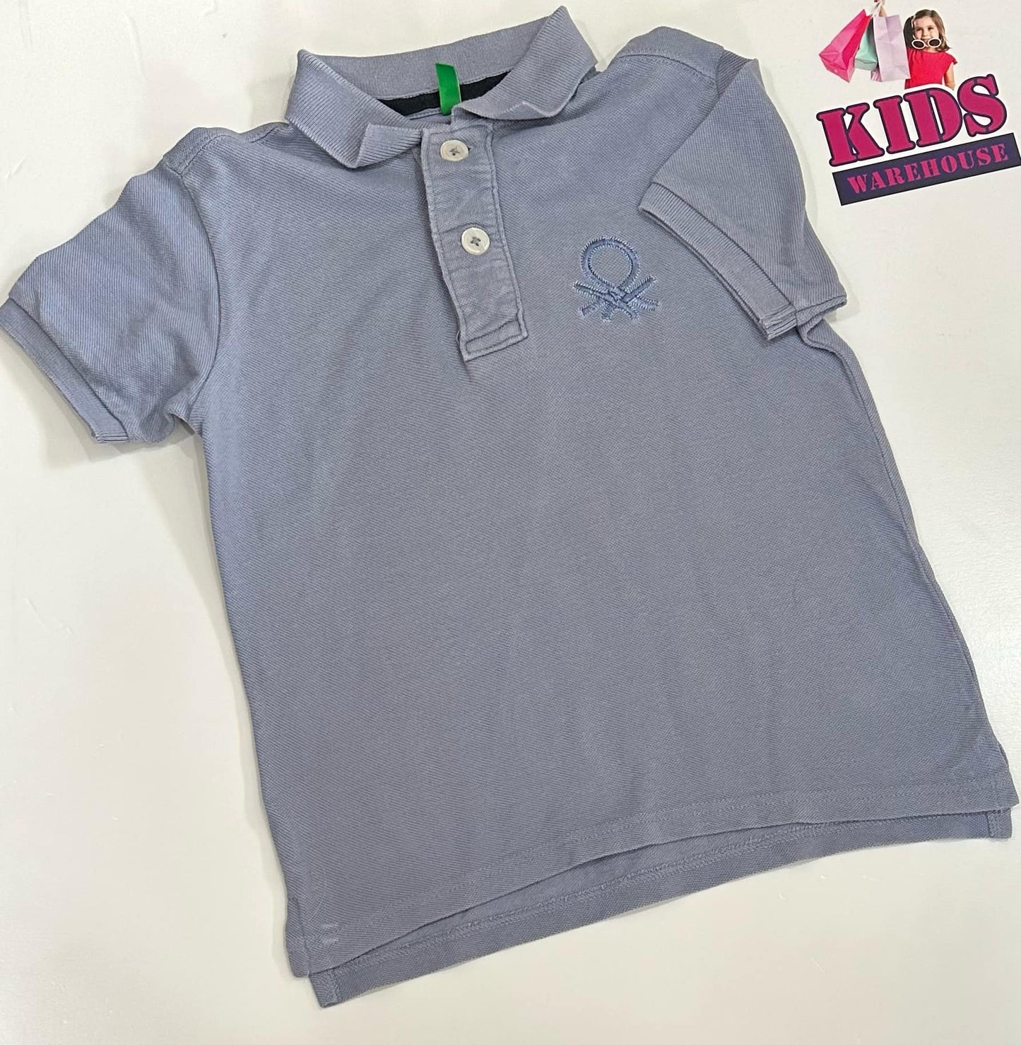 Benetton Blue Polo Top Size 6